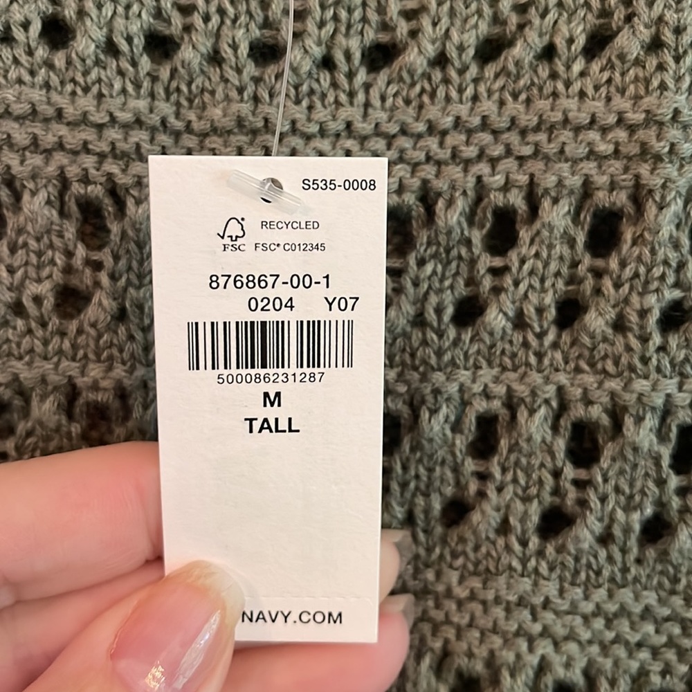 Old Navy Pointelle Knit Sweater Tank Top Norfolk Pine Green 876867 TALL - Picture 2 of 4